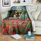 Personalised Raiders Rugby ANZAC Day Blanket Last Post Poppy We Will Remember Them