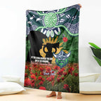 Personalised Raiders Rugby ANZAC Day Blanket Last Post Poppy We Will Remember Them