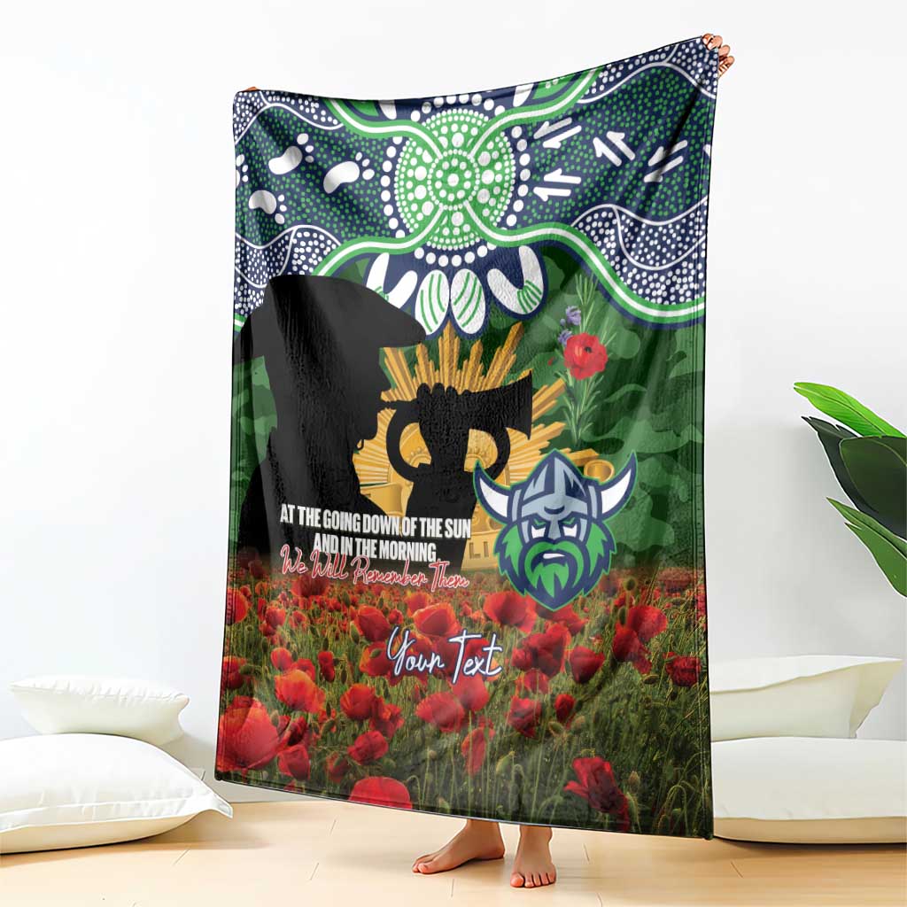 Personalised Raiders Rugby ANZAC Day Blanket Last Post Poppy We Will Remember Them