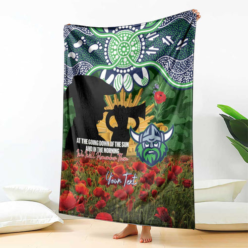 Personalised Raiders Rugby ANZAC Day Blanket Last Post Poppy We Will Remember Them