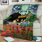 Personalised Raiders Rugby ANZAC Day Blanket Last Post Poppy We Will Remember Them