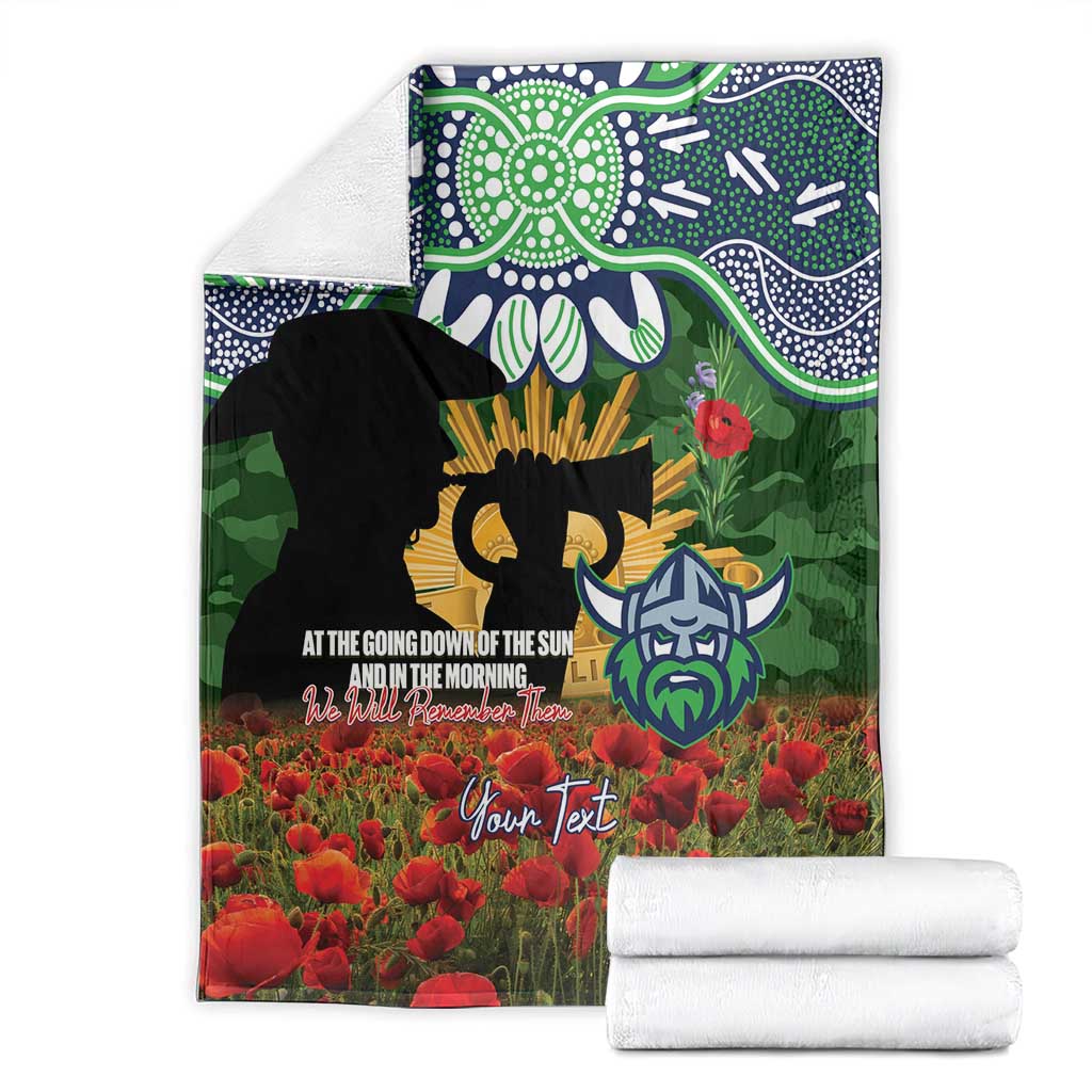 Personalised Raiders Rugby ANZAC Day Blanket Last Post Poppy We Will Remember Them