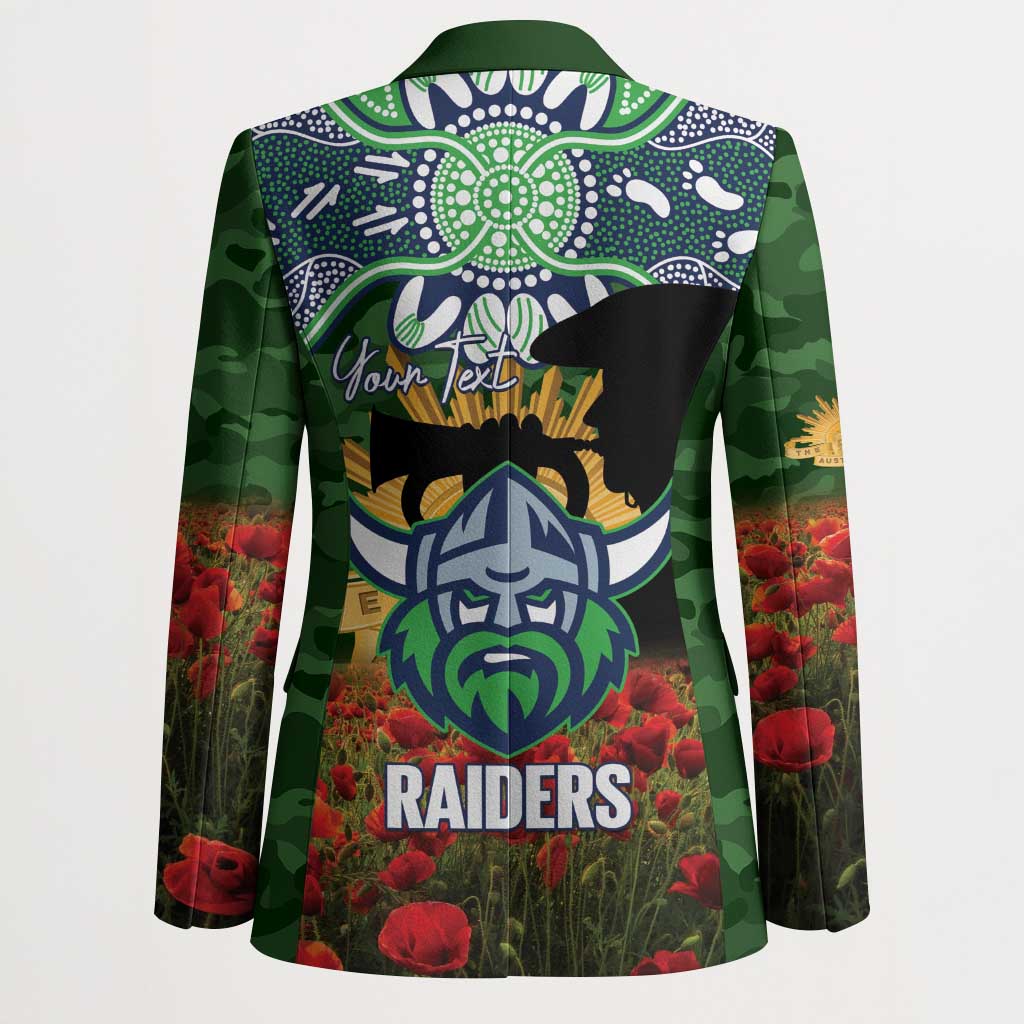 Personalised Raiders Rugby ANZAC Day Blazer Last Post Poppy We Will Remember Them