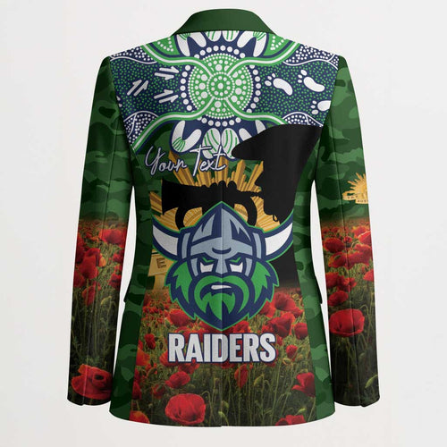 Personalised Raiders Rugby ANZAC Day Blazer Last Post Poppy We Will Remember Them