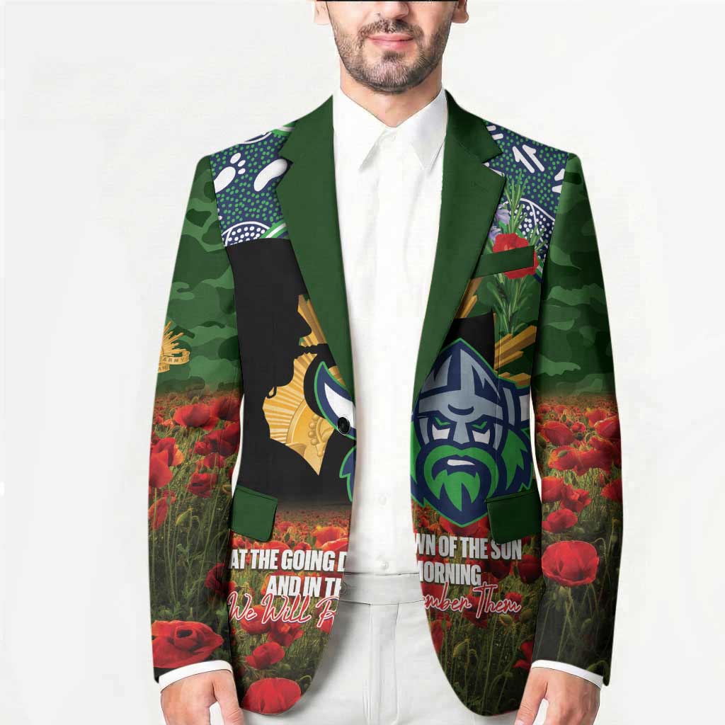 Personalised Raiders Rugby ANZAC Day Blazer Last Post Poppy We Will Remember Them