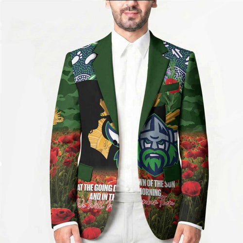 Personalised Raiders Rugby ANZAC Day Blazer Last Post Poppy We Will Remember Them