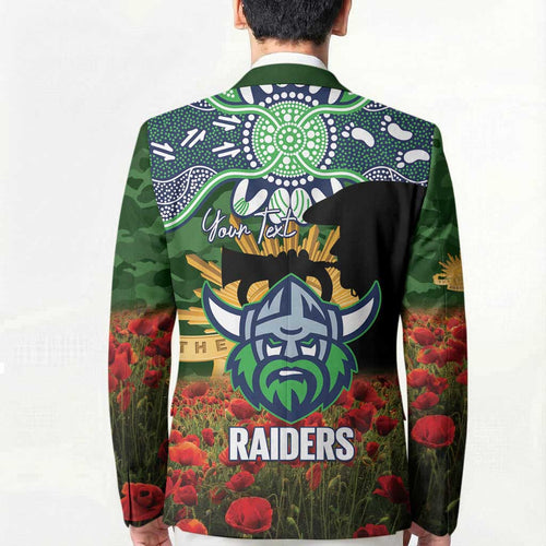 Personalised Raiders Rugby ANZAC Day Blazer Last Post Poppy We Will Remember Them