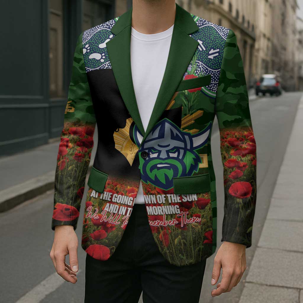 Personalised Raiders Rugby ANZAC Day Blazer Last Post Poppy We Will Remember Them