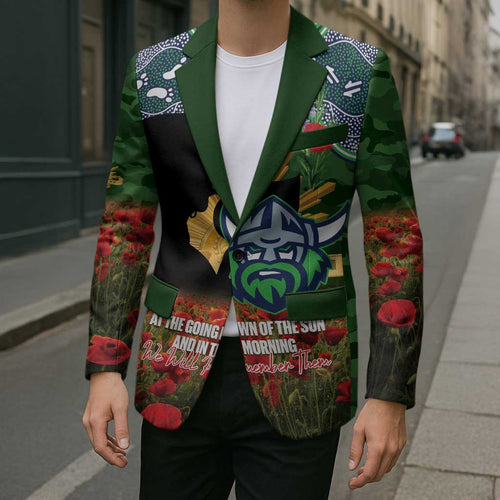 Personalised Raiders Rugby ANZAC Day Blazer Last Post Poppy We Will Remember Them