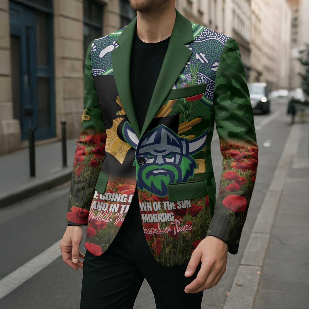 Personalised Raiders Rugby ANZAC Day Blazer Last Post Poppy We Will Remember Them