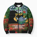 Personalised Raiders Rugby ANZAC Day Bomber Puffer Jacket Last Post Poppy We Will Remember Them