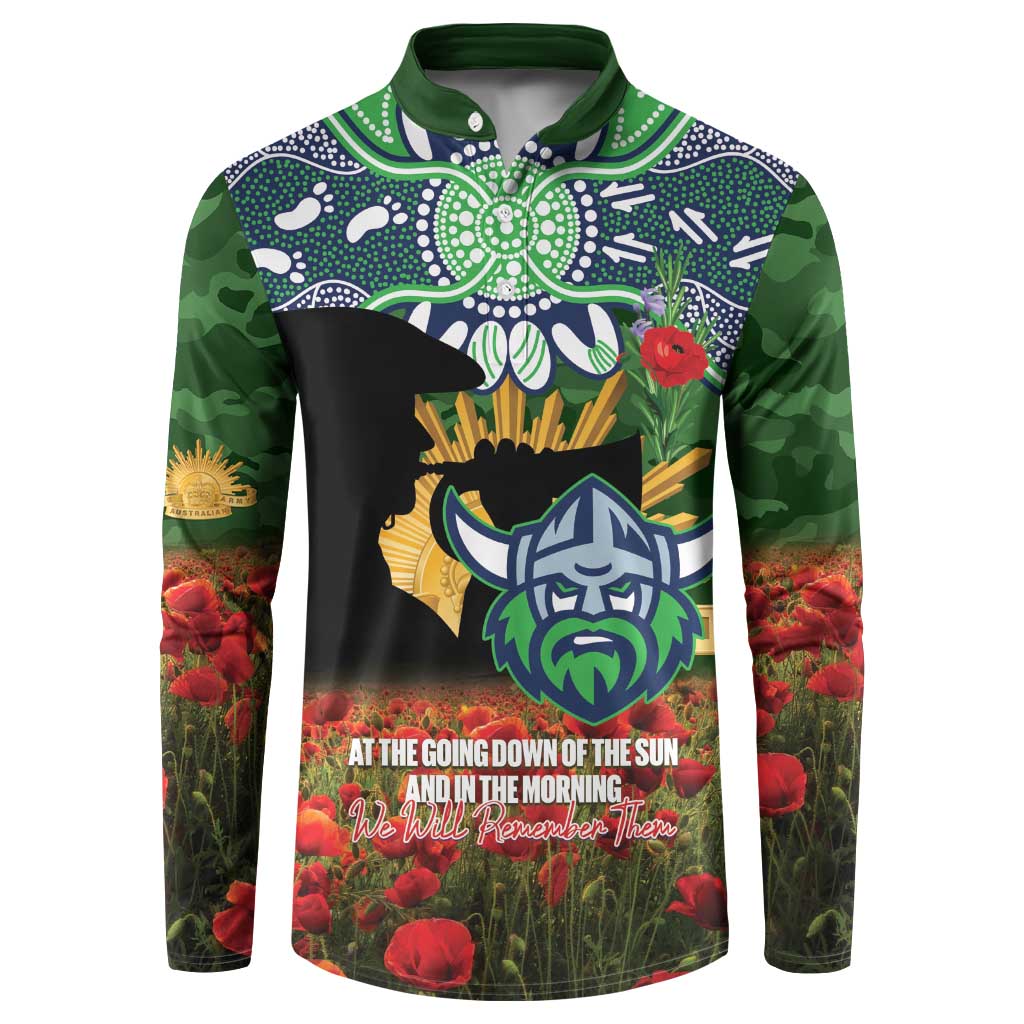 Personalised Raiders Rugby ANZAC Day Button Sweatshirt Last Post Poppy We Will Remember Them