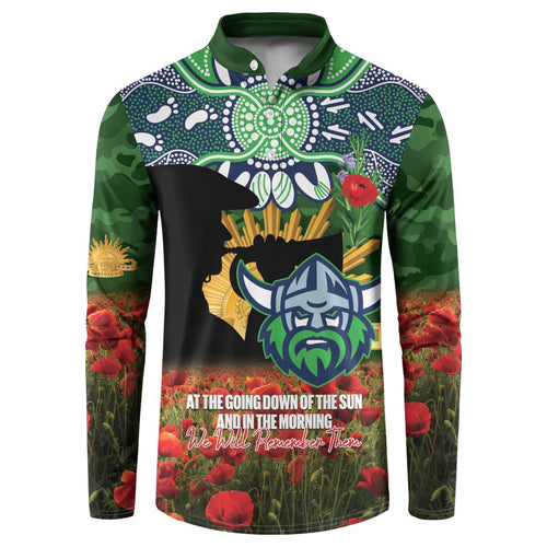 Personalised Raiders Rugby ANZAC Day Button Sweatshirt Last Post Poppy We Will Remember Them