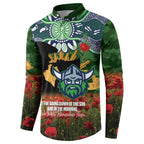 Personalised Raiders Rugby ANZAC Day Button Sweatshirt Last Post Poppy We Will Remember Them