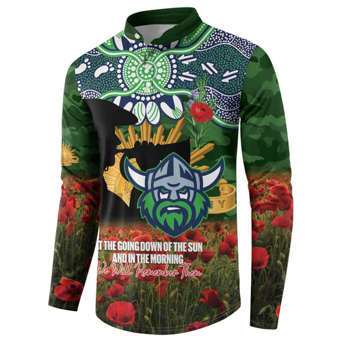 Personalised Raiders Rugby ANZAC Day Button Sweatshirt Last Post Poppy We Will Remember Them