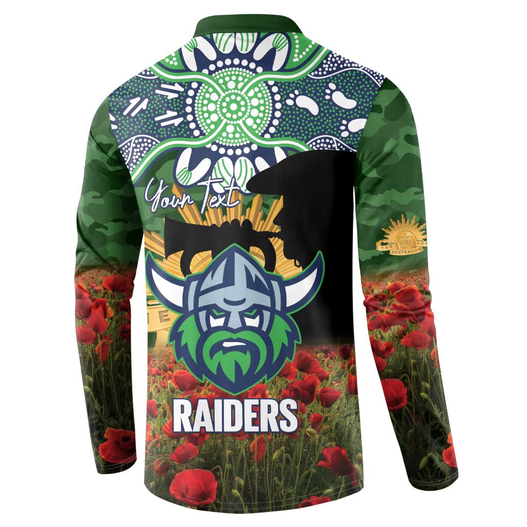 Personalised Raiders Rugby ANZAC Day Button Sweatshirt Last Post Poppy We Will Remember Them
