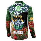 Personalised Raiders Rugby ANZAC Day Button Sweatshirt Last Post Poppy We Will Remember Them