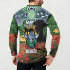 Personalised Raiders Rugby ANZAC Day Button Sweatshirt Last Post Poppy We Will Remember Them