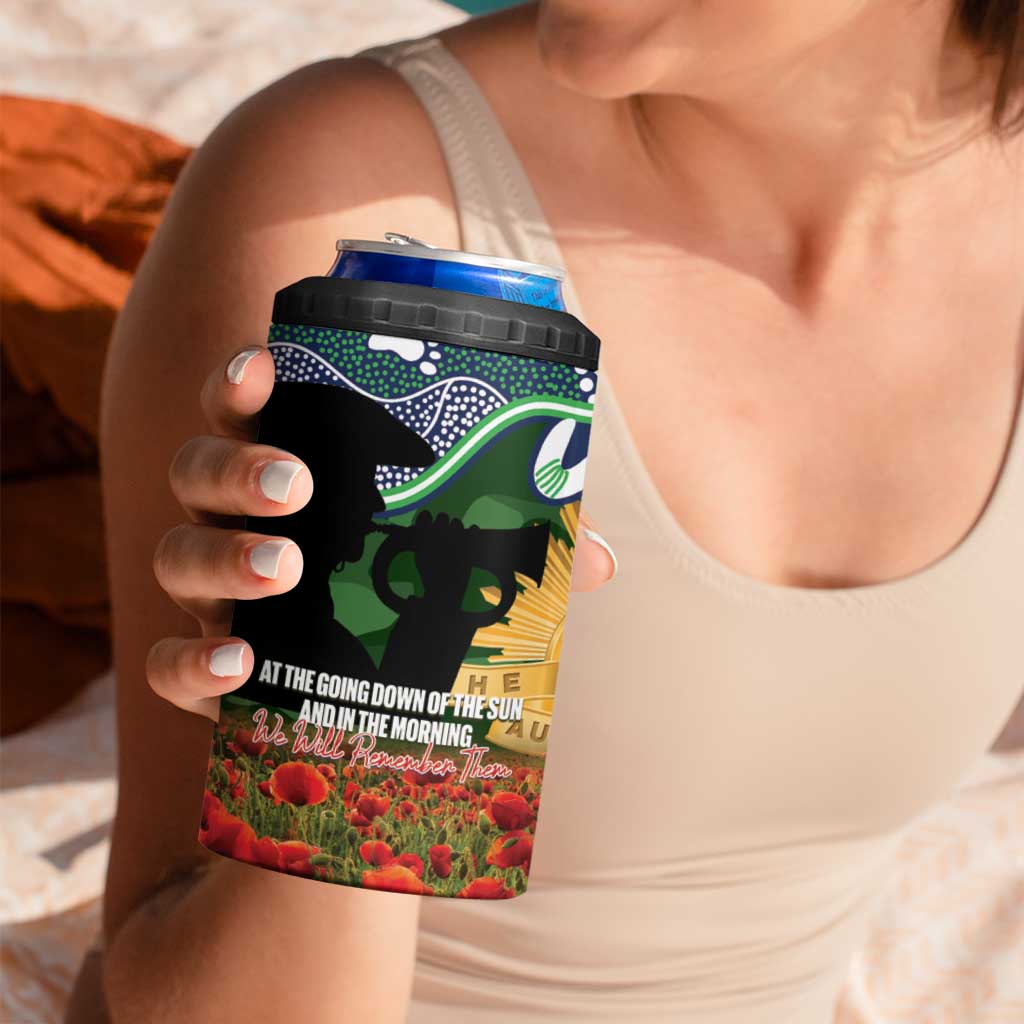Personalised Raiders Rugby ANZAC Day 4 in 1 Can Cooler Tumbler Last Post Poppy We Will Remember Them