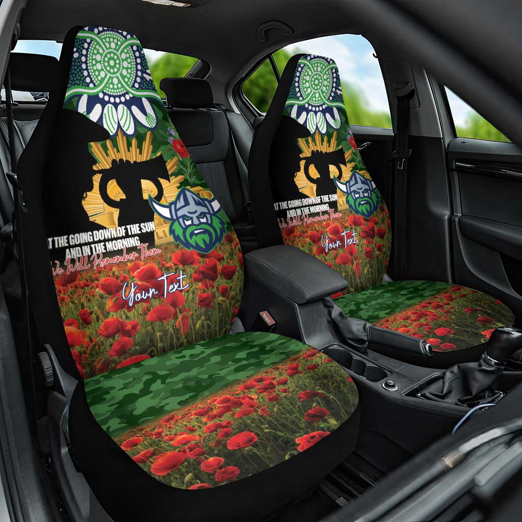 Personalised Raiders Rugby ANZAC Day Car Seat Cover Last Post Poppy We Will Remember Them