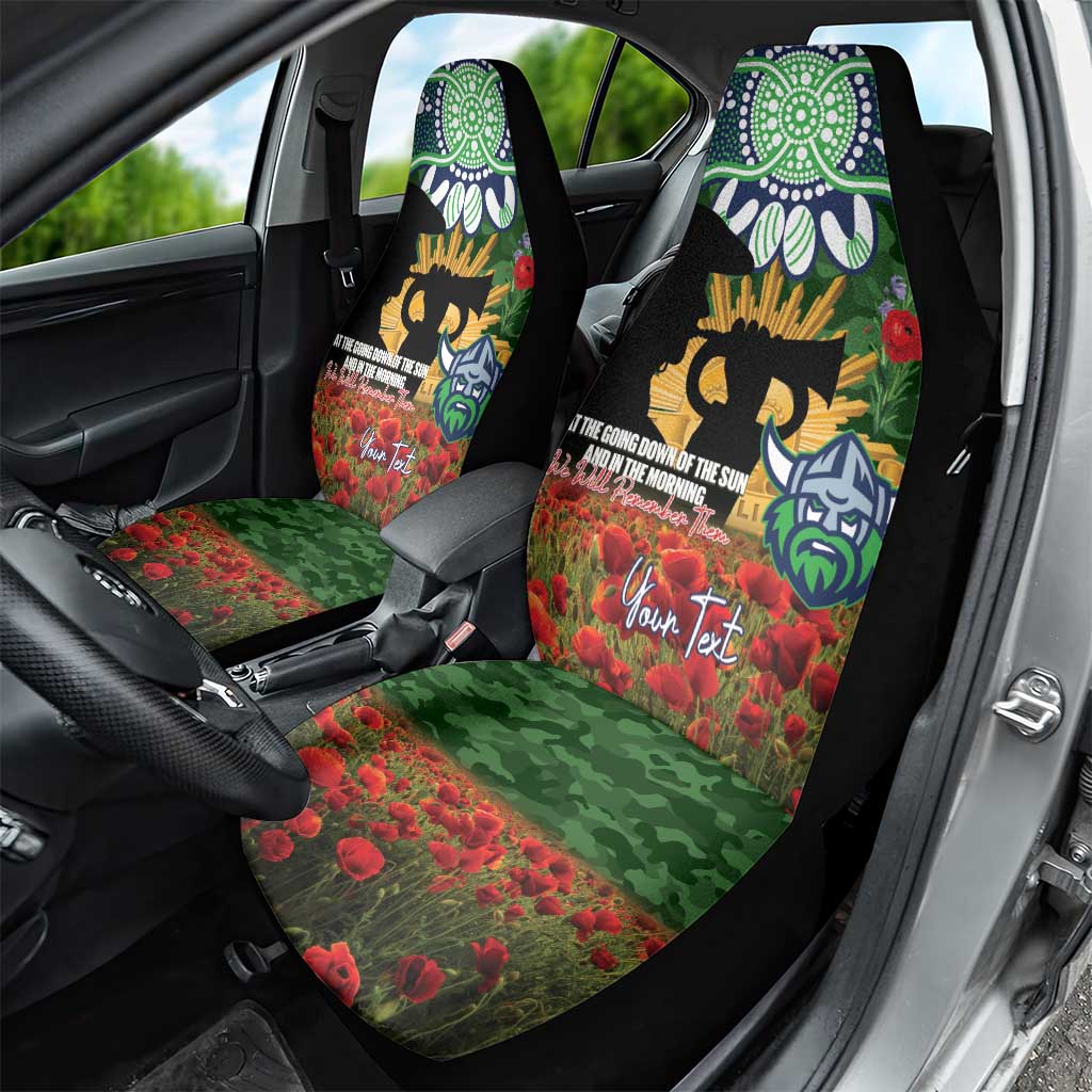 Personalised Raiders Rugby ANZAC Day Car Seat Cover Last Post Poppy We Will Remember Them