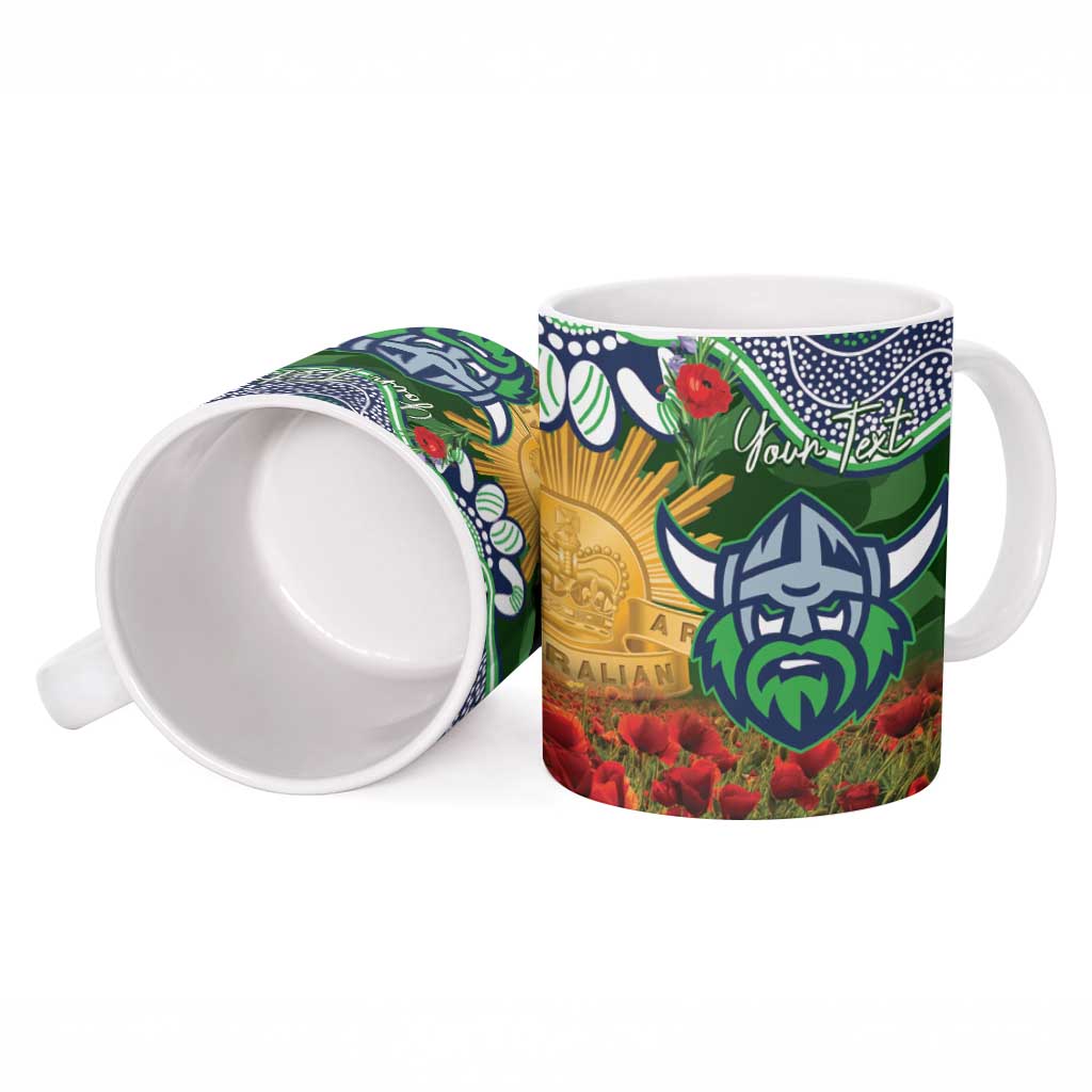 Personalised Raiders Rugby ANZAC Day Ceramic Mug Last Post Poppy We Will Remember Them