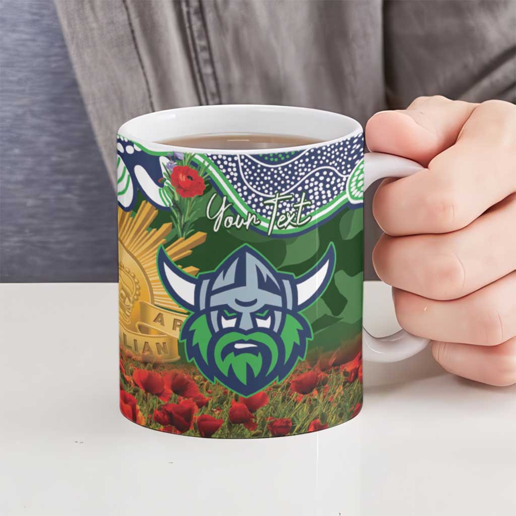 Personalised Raiders Rugby ANZAC Day Ceramic Mug Last Post Poppy We Will Remember Them