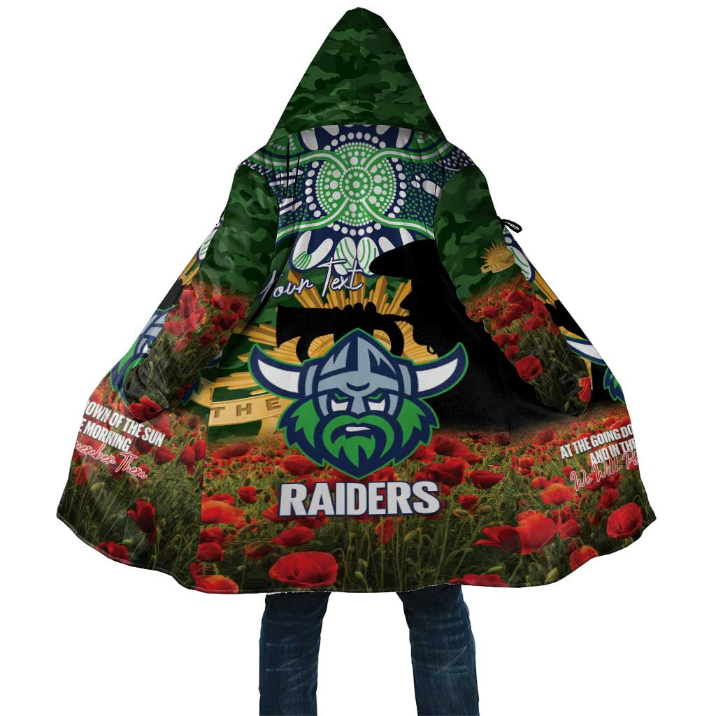 Personalised Raiders Rugby ANZAC Day Cloak Last Post Poppy We Will Remember Them