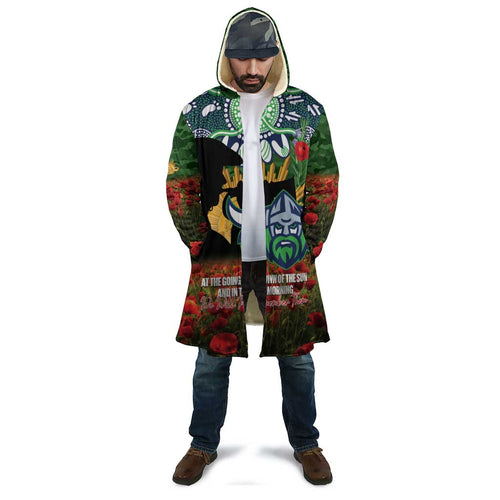 Personalised Raiders Rugby ANZAC Day Cloak Last Post Poppy We Will Remember Them