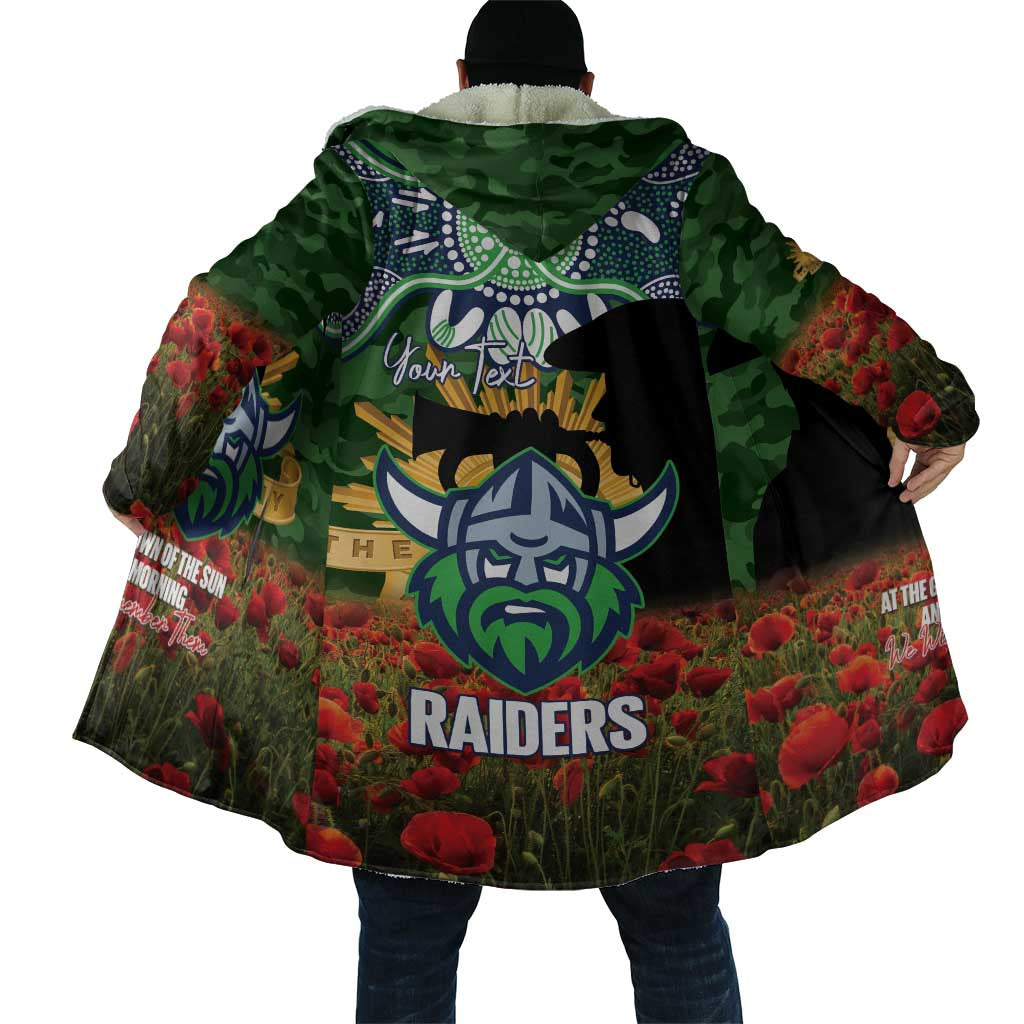 Personalised Raiders Rugby ANZAC Day Cloak Last Post Poppy We Will Remember Them