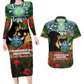 Personalised Raiders Rugby ANZAC Day Couples Matching Long Sleeve Bodycon Dress and Hawaiian Shirt Last Post Poppy We Will Remember Them
