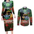 Personalised Raiders Rugby ANZAC Day Couples Matching Long Sleeve Bodycon Dress and Long Sleeve Button Shirt Last Post Poppy We Will Remember Them