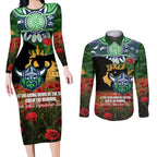 Personalised Raiders Rugby ANZAC Day Couples Matching Long Sleeve Bodycon Dress and Long Sleeve Button Shirt Last Post Poppy We Will Remember Them