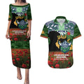 Personalised Raiders Rugby ANZAC Day Couples Matching Puletasi and Hawaiian Shirt Last Post Poppy We Will Remember Them