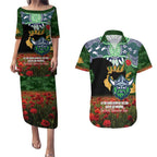 Personalised Raiders Rugby ANZAC Day Couples Matching Puletasi and Hawaiian Shirt Last Post Poppy We Will Remember Them