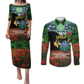 Personalised Raiders Rugby ANZAC Day Couples Matching Puletasi and Long Sleeve Button Shirt Last Post Poppy We Will Remember Them