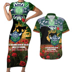 Personalised Raiders Rugby ANZAC Day Couples Matching Short Sleeve Bodycon Dress and Hawaiian Shirt Last Post Poppy We Will Remember Them