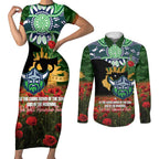 Personalised Raiders Rugby ANZAC Day Couples Matching Short Sleeve Bodycon Dress and Long Sleeve Button Shirt Last Post Poppy We Will Remember Them