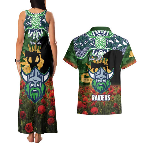 Personalised Raiders Rugby ANZAC Day Couples Matching Tank Maxi Dress and Hawaiian Shirt Last Post Poppy We Will Remember Them