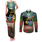 Personalised Raiders Rugby ANZAC Day Couples Matching Tank Maxi Dress and Long Sleeve Button Shirt Last Post Poppy We Will Remember Them