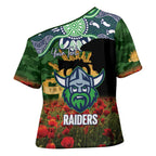 Personalised Raiders Rugby ANZAC Day Cross Shoulder Shirt Last Post Poppy We Will Remember Them