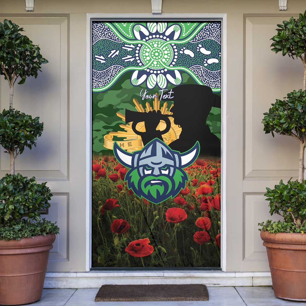 Personalised Raiders Rugby ANZAC Day Door Cover Last Post Poppy We Will Remember Them