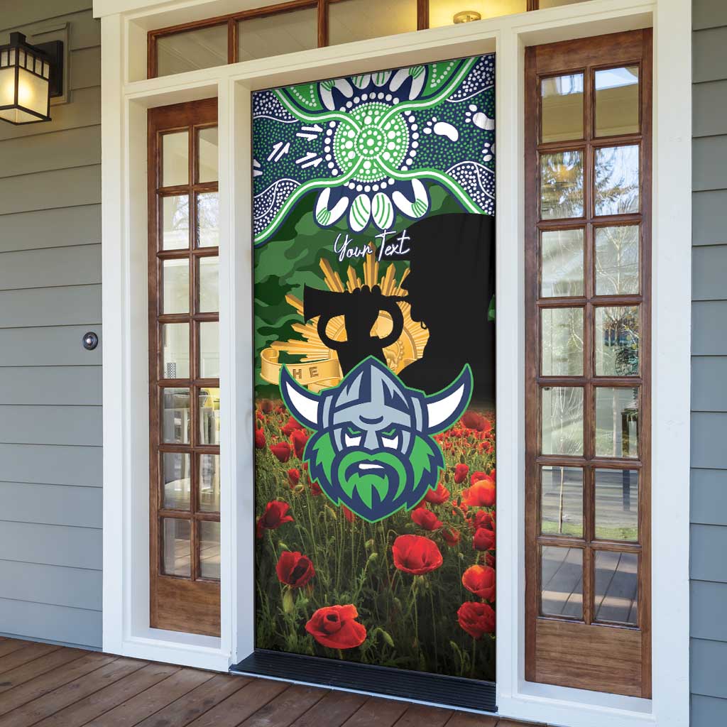 Personalised Raiders Rugby ANZAC Day Door Cover Last Post Poppy We Will Remember Them