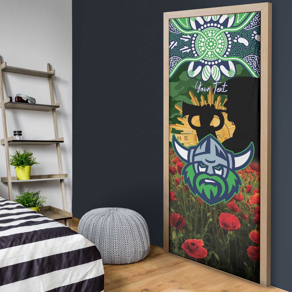 Personalised Raiders Rugby ANZAC Day Door Cover Last Post Poppy We Will Remember Them