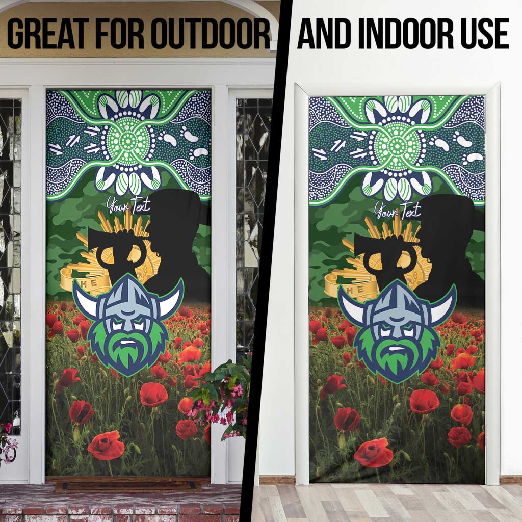 Personalised Raiders Rugby ANZAC Day Door Cover Last Post Poppy We Will Remember Them
