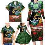 Personalised Raiders Rugby ANZAC Day Family Matching Long Sleeve Bodycon Dress and Hawaiian Shirt Last Post Poppy We Will Remember Them