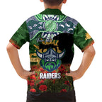Personalised Raiders Rugby ANZAC Day Family Matching Long Sleeve Bodycon Dress and Hawaiian Shirt Last Post Poppy We Will Remember Them