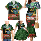 Personalised Raiders Rugby ANZAC Day Family Matching Mermaid Dress and Hawaiian Shirt Last Post Poppy We Will Remember Them
