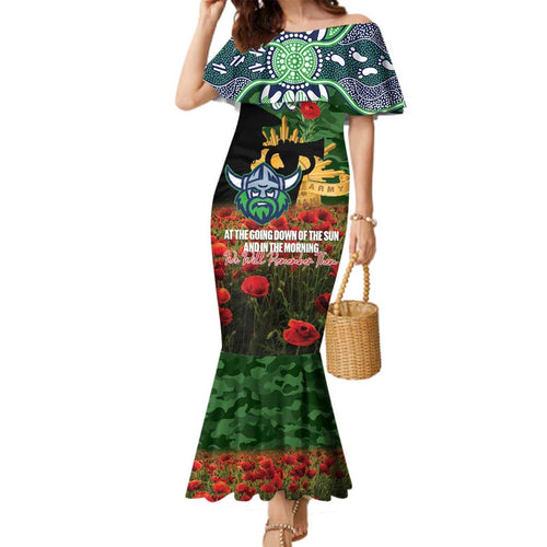Personalised Raiders Rugby ANZAC Day Family Matching Mermaid Dress and Hawaiian Shirt Last Post Poppy We Will Remember Them