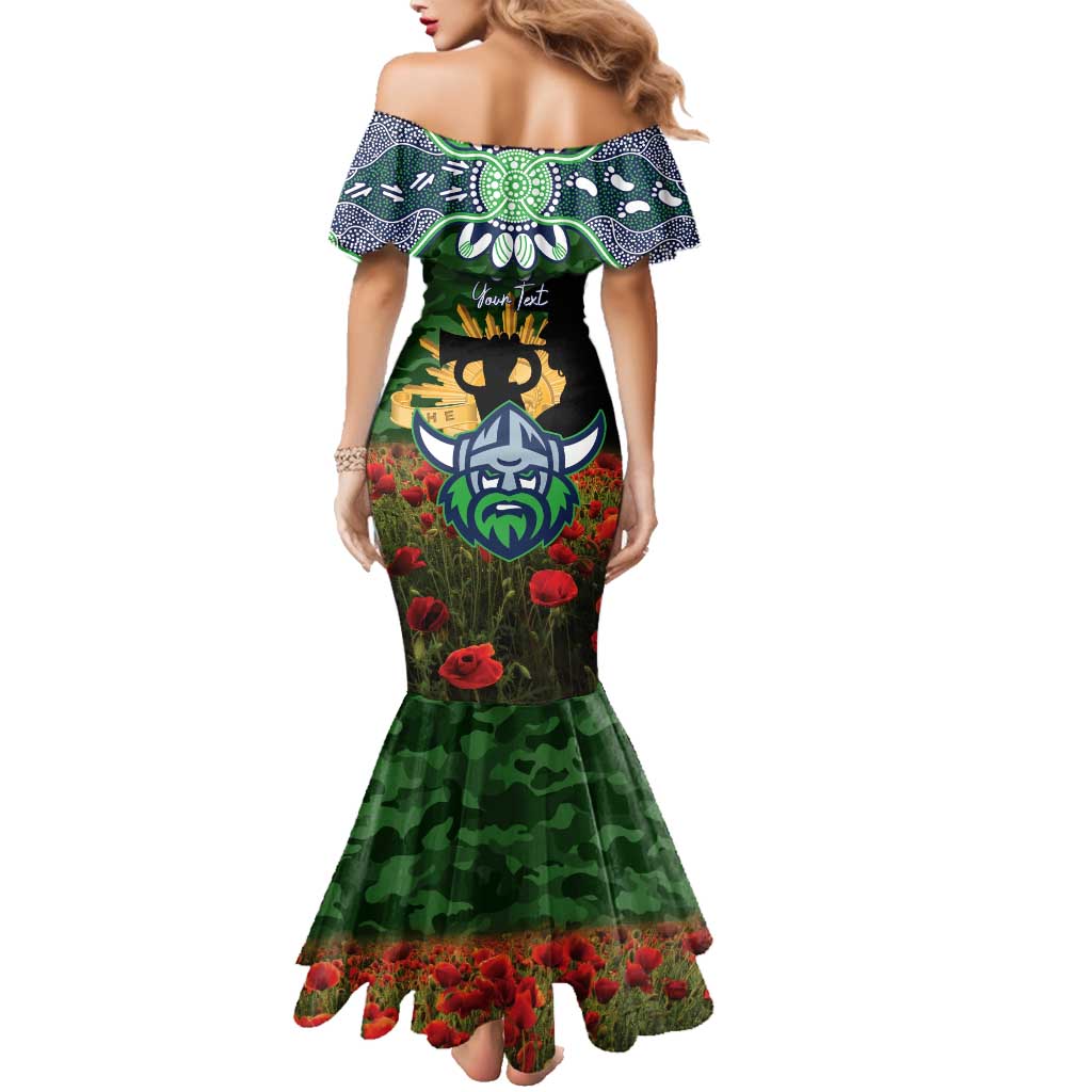 Personalised Raiders Rugby ANZAC Day Family Matching Mermaid Dress and Hawaiian Shirt Last Post Poppy We Will Remember Them